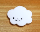 Laser Cut Acrylic Brooch White Happy Cloud Cute