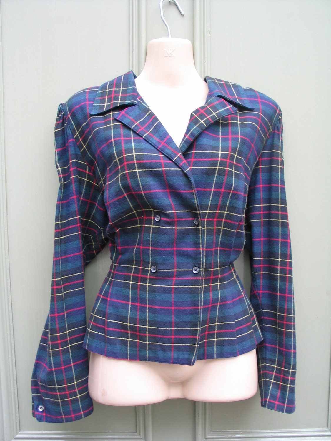 MOVING SALE 30% OFF Fabulous punk double-breasted cinch waist tartan jacket