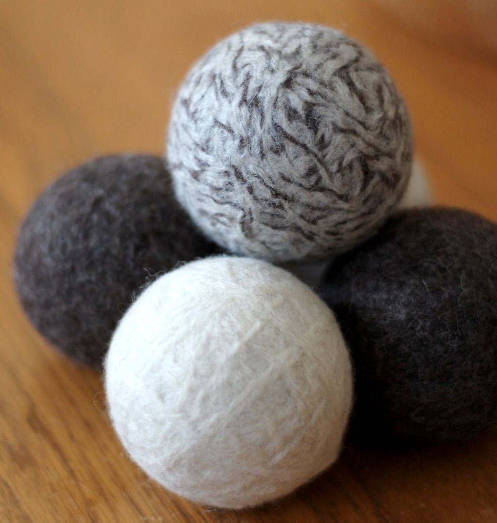 Felted Wool Balls - Natural Home Decor - Set of 5