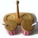 Vintage Condiment Set - Red Gingham and Wood