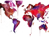 Watercolor World Map No. 11, 16 x 20" Enlarged print
