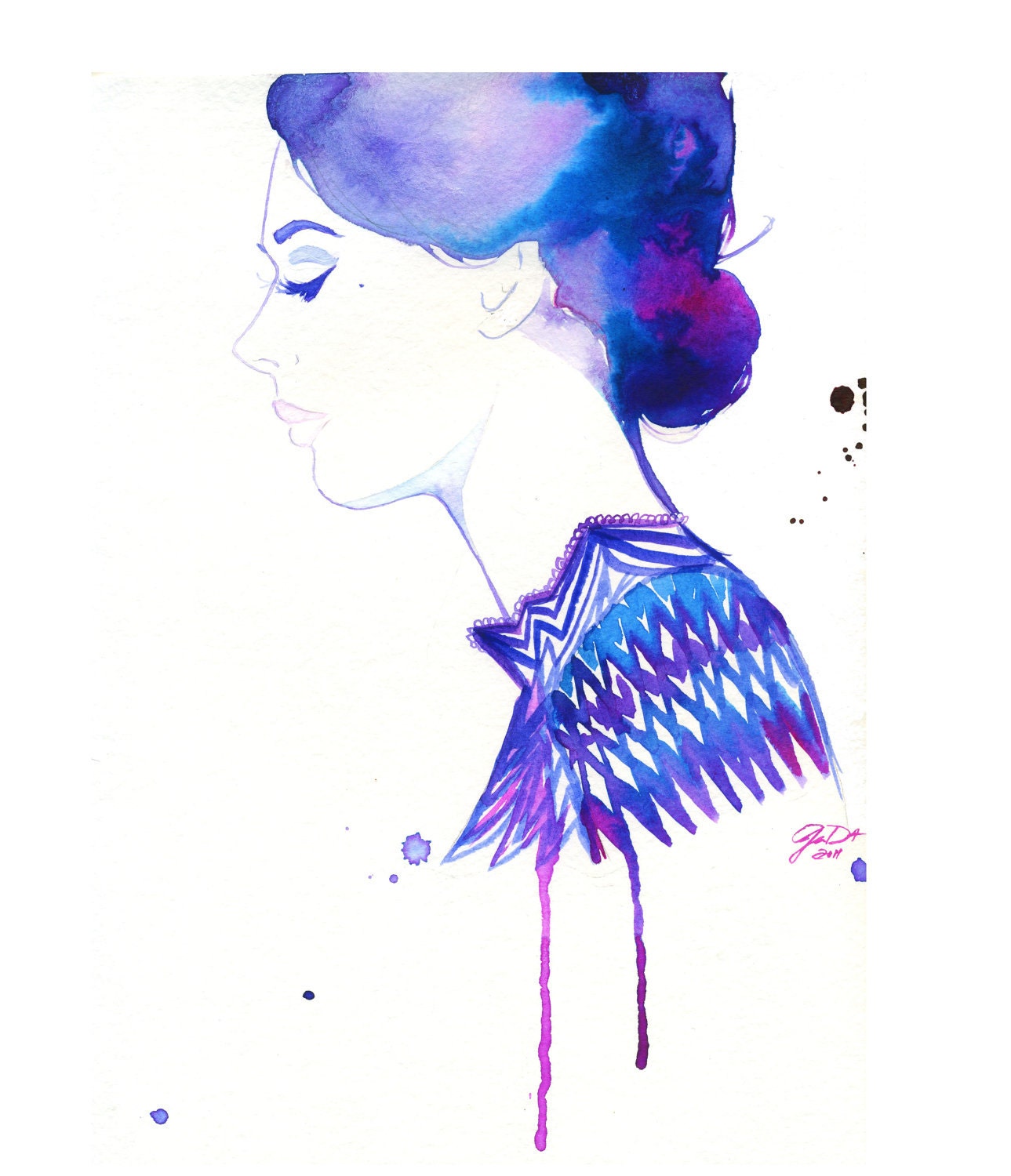 Watercolor Fashion Illustration - Chevron Tunic print