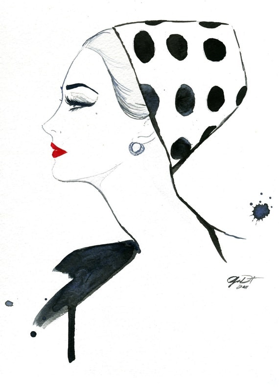Watercolor Fashion Illustration - Polka Dot Glam print