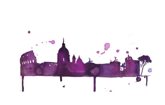 Watercolor Travel Illustration - A Perfect Evening in Rome print