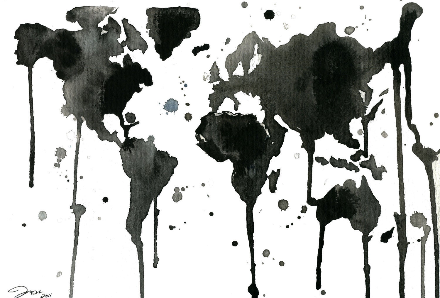 Watercolor Travel Illustration - It's a Black and White World print