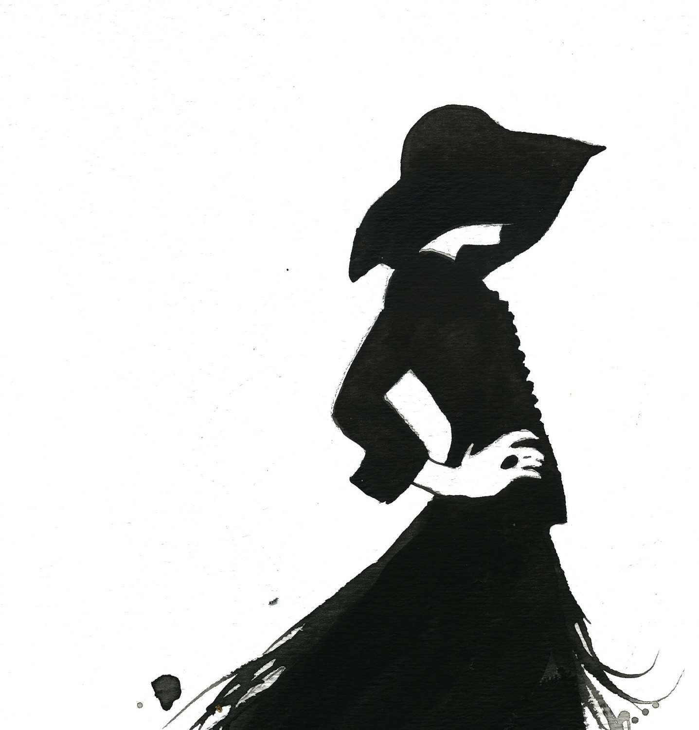 Watercolor Fashion Illustration - Simple Black Lines print
