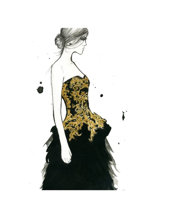 Watercolor Fashion Illustration - McQueen Moment print