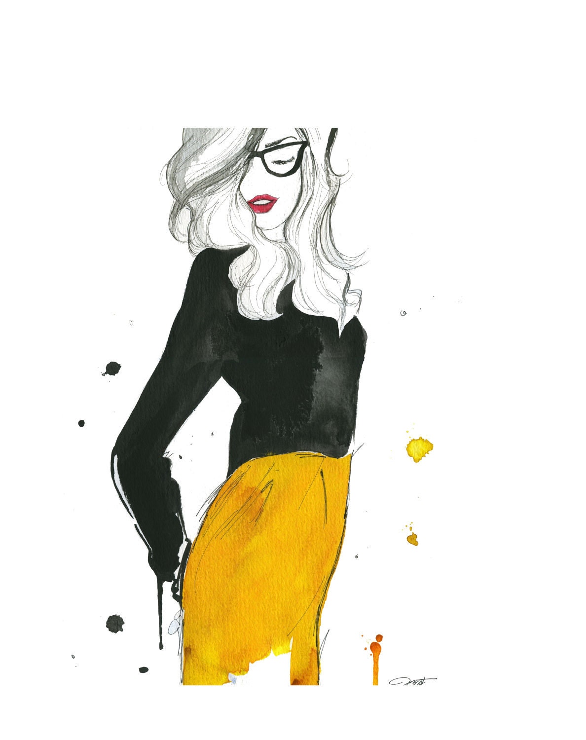 Watercolor Fashion Illustration - The Geek Next Door print