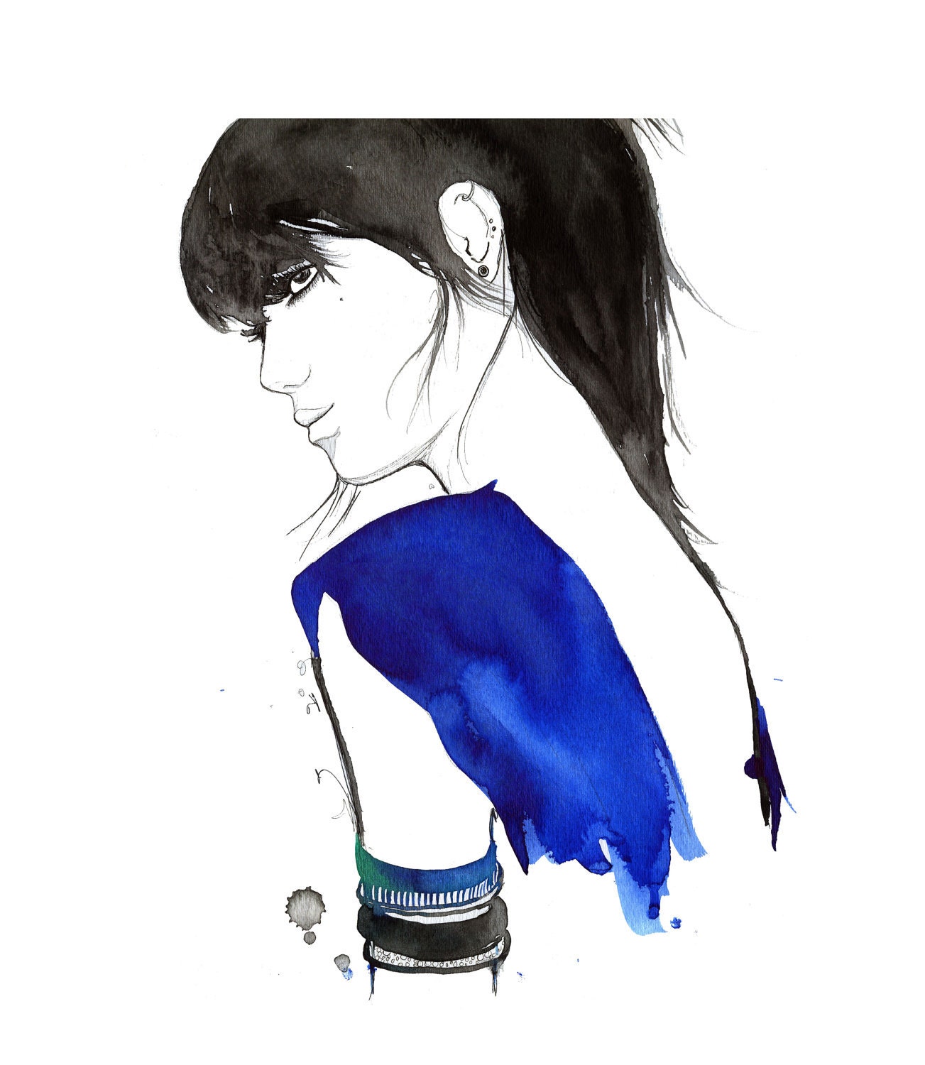Watercolor Fashion Illustration - The Girl with No Tattoos print