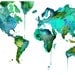 Watercolor World Map No. 6 18 x 24" print