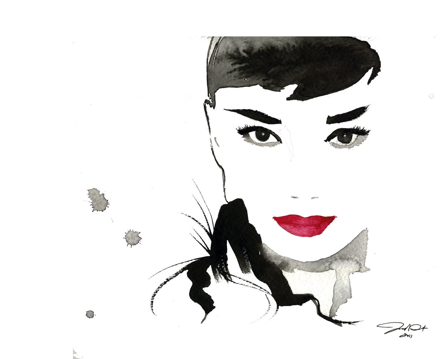 Original Watercolor Fashion Illustration - Gesture of Audrey painting