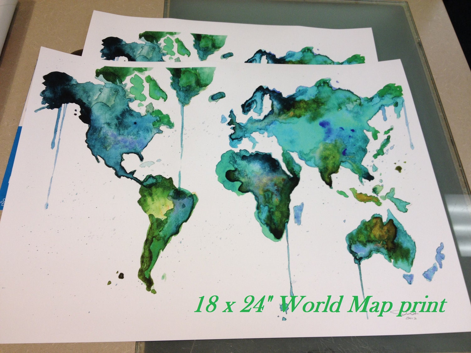Watercolor World Map No. 6 18 x 24" print