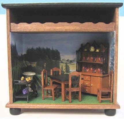 Dining Room Furniture Set Kit (41a) in Quarter Inch or 1/4" or 1:48th Scale or toy doll furniture for one inch scale