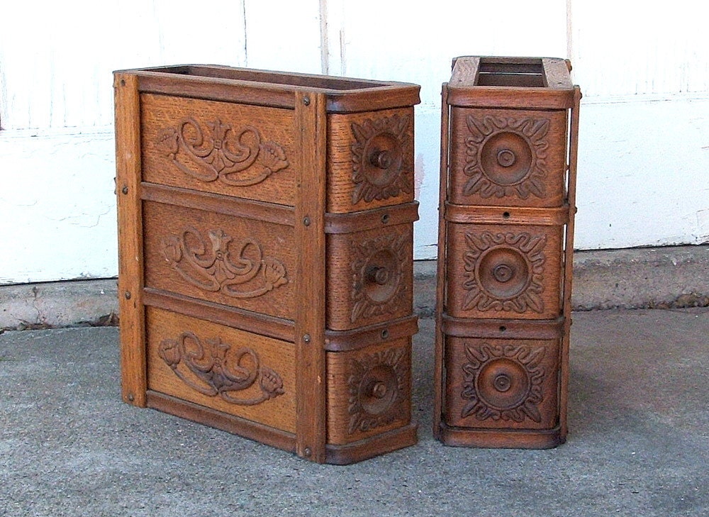 Vintage Sewing Machine Drawers, Framed, Storage, Organization, Set of Six