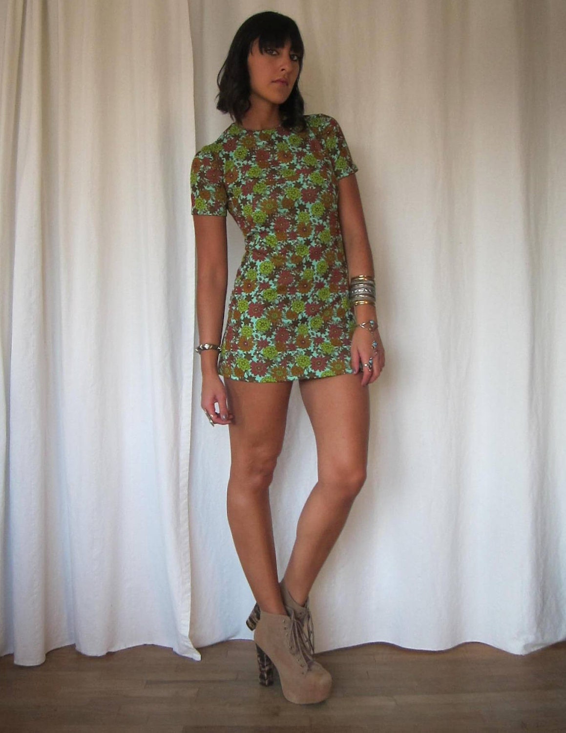 Vintage 60s Mod Floral Micro Mini Dress By Shopgypsyeyes On Etsy