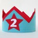 Second Birthday Felt Crown in Aqua Blue and Red
