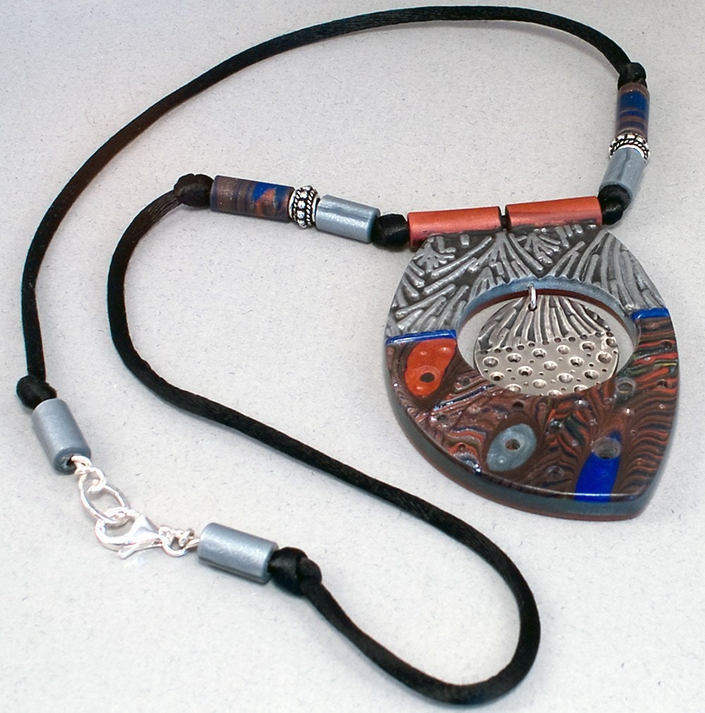 Handcrafted Necklace - Blue Copper Fine Silver Disc No. 149