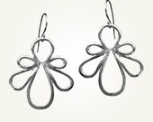 Leaf Earrings, Sterling Silver, Handcrafted, Flower, Loop, Curving, Elegant. BIERGARTEN EARRINGS.