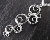 Overlapping Circles Necklace, Sterling Silver, Bubble, Handcrafted, Polka Dots, Unique, Waterfall. ANGEL FALLS NECKLACE.