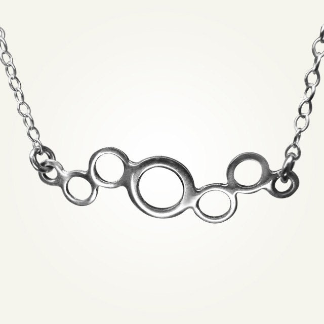 Tiny Bubbles Necklace, Sterling Silver, Handcrafted, Polka Dots, Unique. TUSCAN COAST NECKLACE.