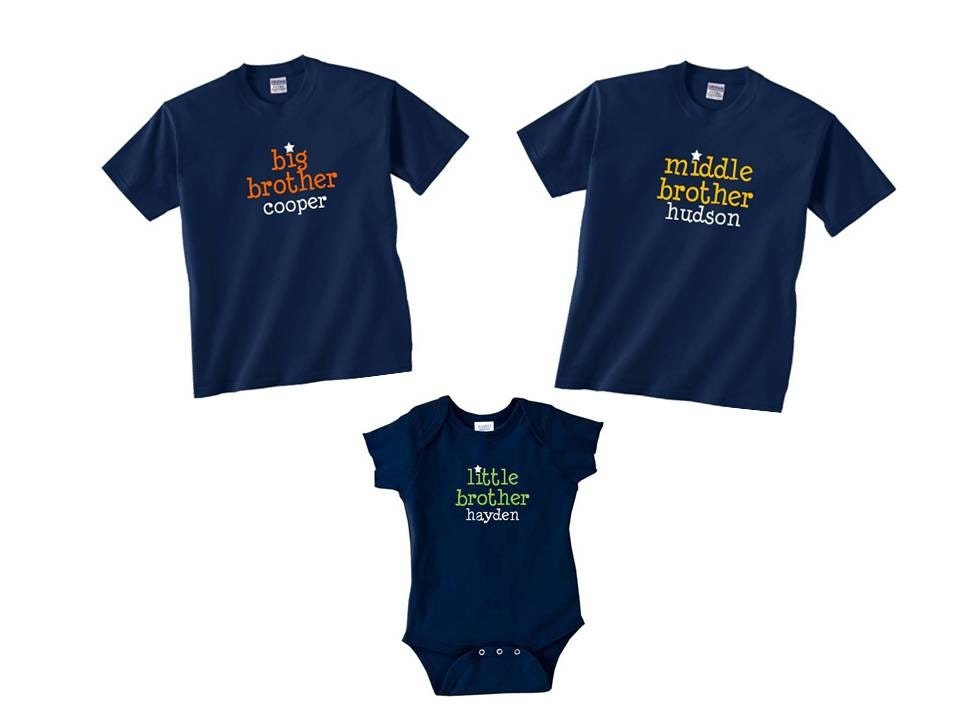 STAR BROTHER Set of 3 T-shirt/Onesie - Personalized, All Sizes, Tons of Colors