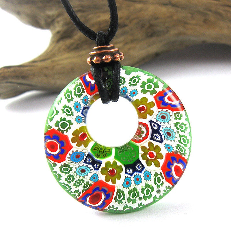 Meadow Nursing Necklace - 30mm Millefiore Glass - Breastfeeding Necklace