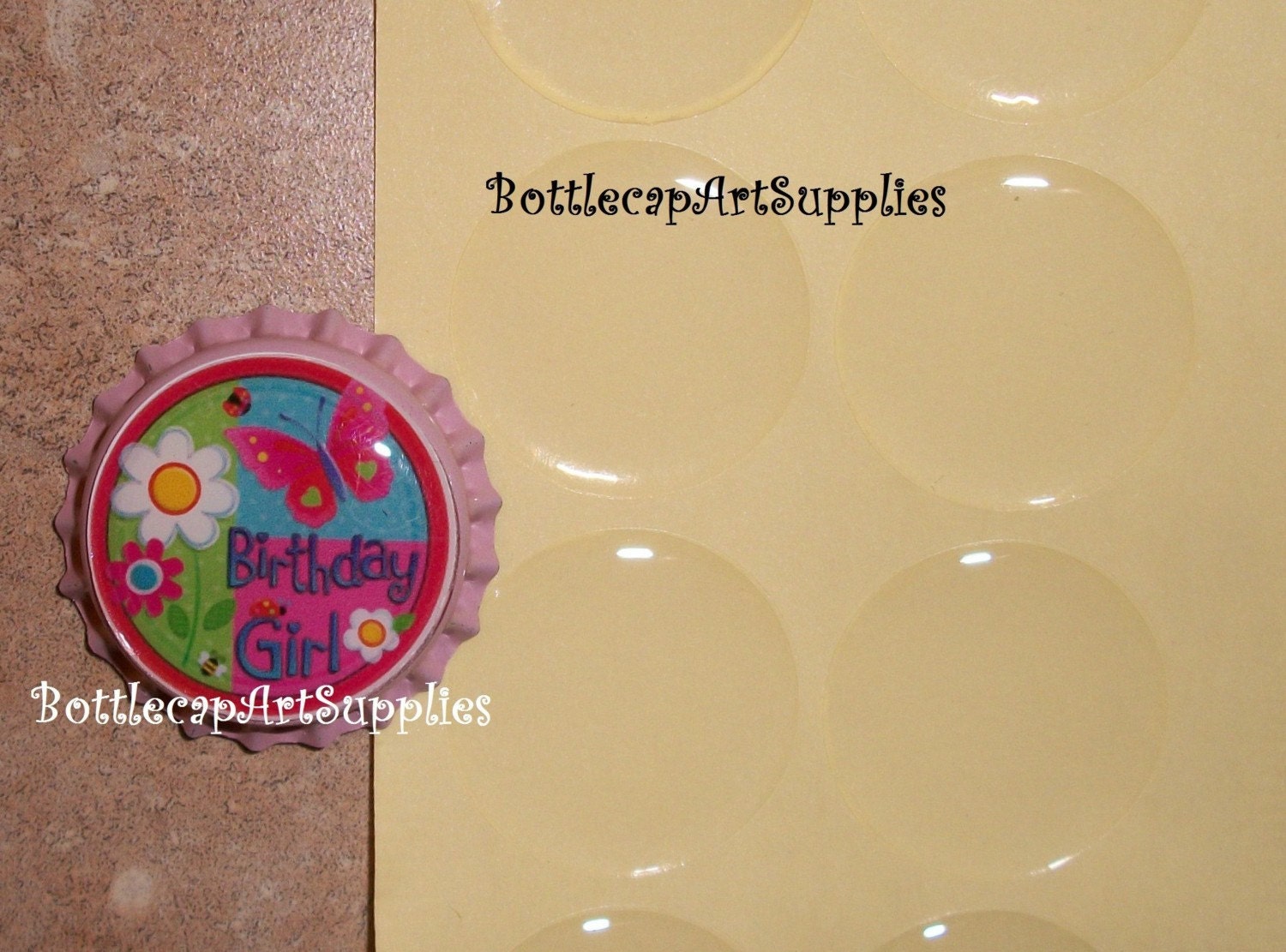 100 pcs  1" Clear Epoxy Round Circle Bottle Cap Sticker Dots  FREE U.S. Shipping