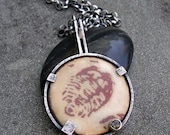 Enamel Necklace - A Fossil Trilobite with Andalusite and Textured Sterling Silver