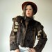 Vintage Rabbit Fur TAILS Leather FRINGE Ethnic Native Jacket Coat