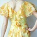 Vintage 60's CITRUS SUNSHINE Floral Ruffle Chiffon Flowy Long Party Gown Maxi Dress
