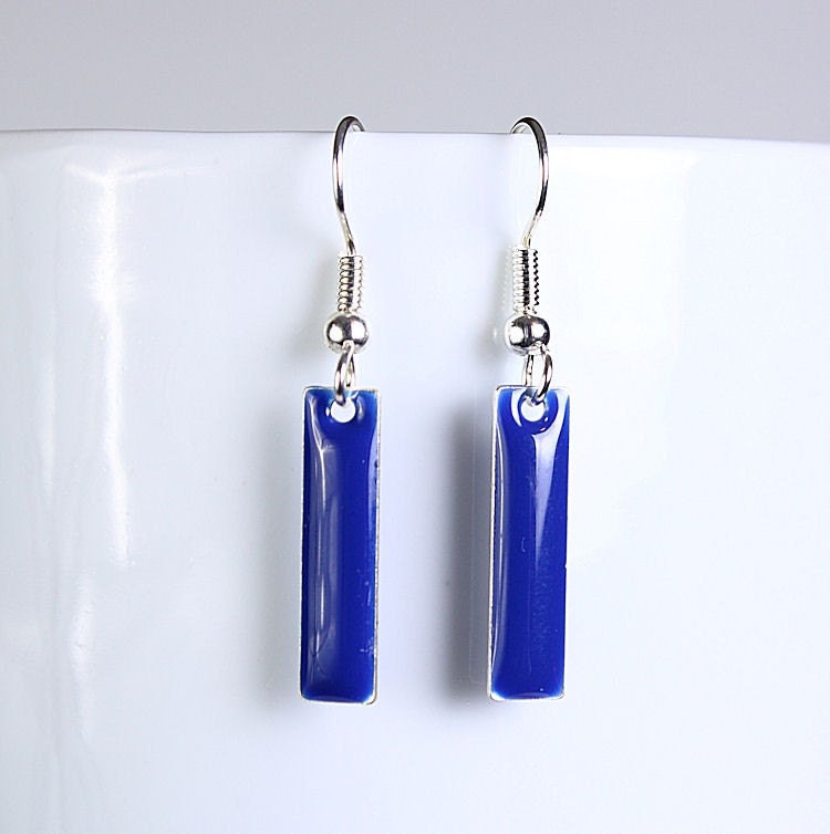 Lapis blue epoxy drop surgical steel hypoallergenic earrings (248) - Flat rate shipping