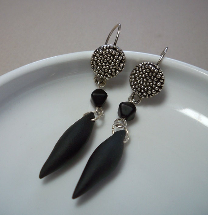 Noir Black and Silver Spike Earrings