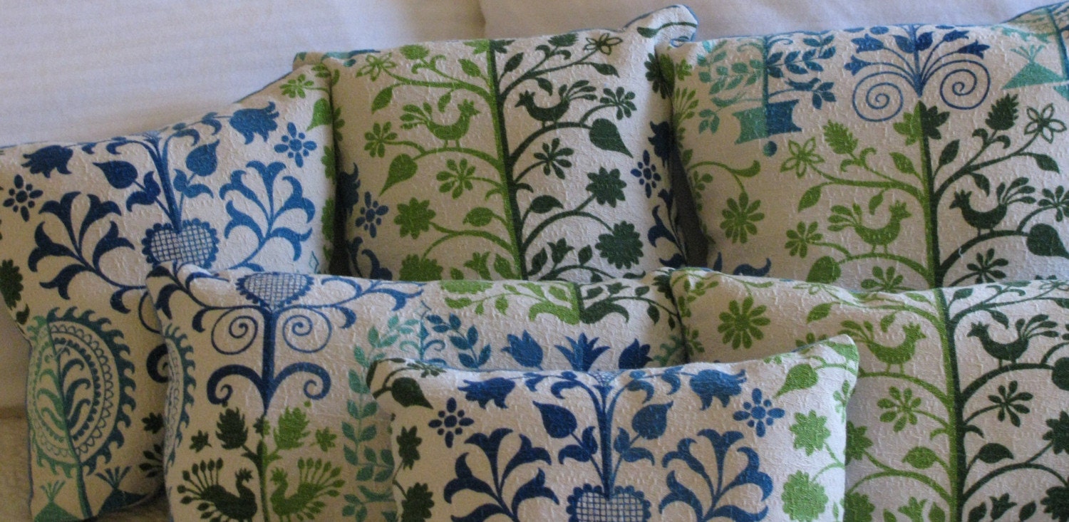Petite Folk Art Pillow Made from Vintage Fabric No. 3