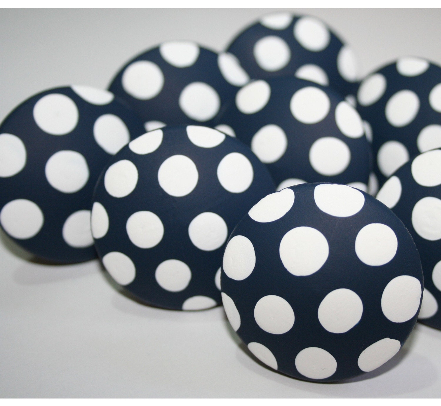 Navy Blue With White Polka Dot Knobs