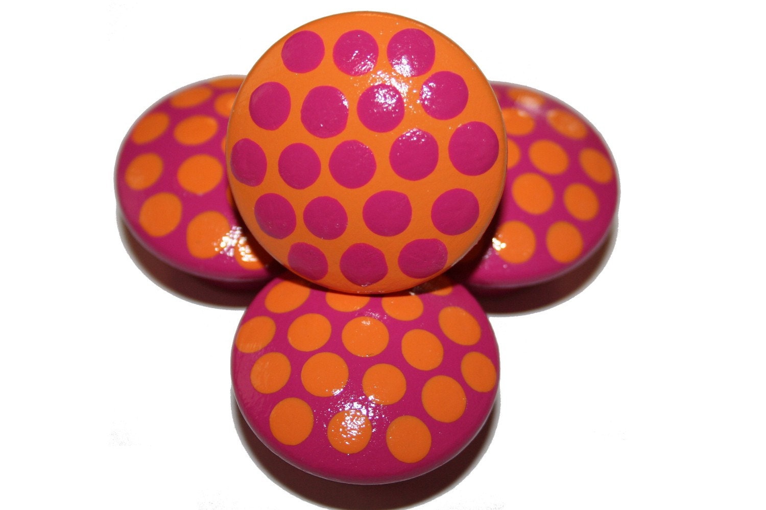 Hot Pink and Bright Orange Polka Dot Knob- Matching Single Toggle Light Switch Cover Available