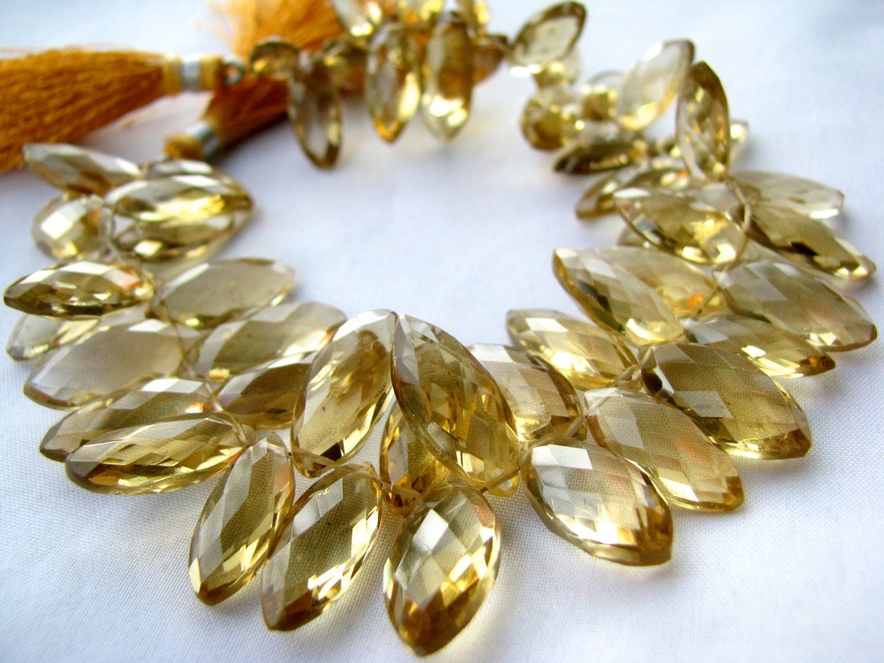 AA Honey Quartz faceted Marquise Briolette, 8" inch FULL strand, 50 LARGE gemstone beads, 15mm - 18.5mm LaST ONe (whm3-3)