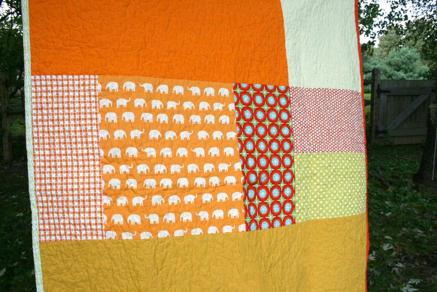 Crib Quilt with organic cotton batting - contemporary design