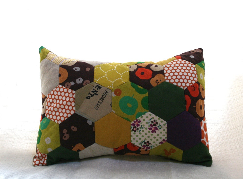 Honeycomb Patchwork Throw Pillow with Insert included 10" x 14"