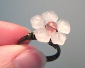 White Cherry Blossom Wire-Wrapped Ring