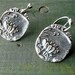 silver lotus earrings : nature yoga water lily flower rustic botanical jewelry . handcrafted silver