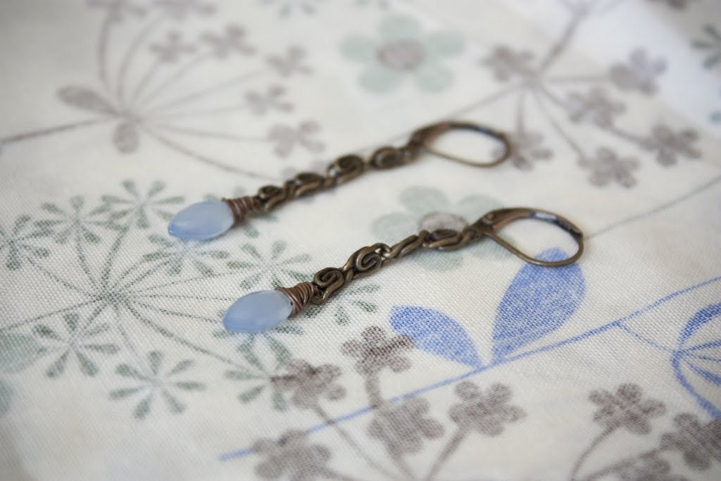 Blue chalcedony earrings