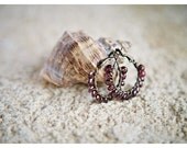 Garnet wire wrapped hoop earings