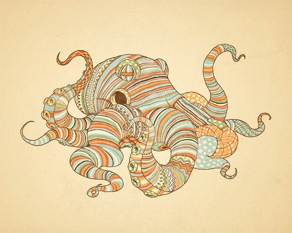 Fabric Octopus 8 x 10 Print