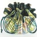 Jewelry Drawstring Travel Tote---Green and Gold Organizer Pouch--Medium Size