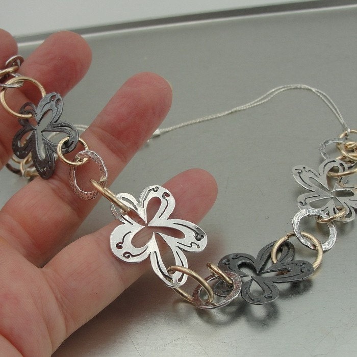 Jewela Handmade Charming Floral 14k GF 925 Silver Necklace (L-225) Y