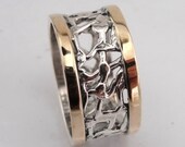 Great Sterling silver integrated 9K yellow gold  band size 8.5 (s r1060