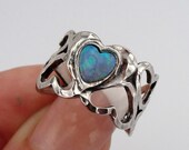 Sterling Silver Heart Opal Ring size 7 READY TO SHIP (rd r100