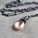Oregon Sunstone Necklace, Vanilla Peach Pink Stone Oxidized Sterling Silver Necklace Autumn Fashion - Emberglow
