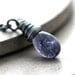 Denim Blue Iolite Necklace, Ink Blue Iolite Oxidized Sterling Silver Necklace Navy Blue Stone - Shower