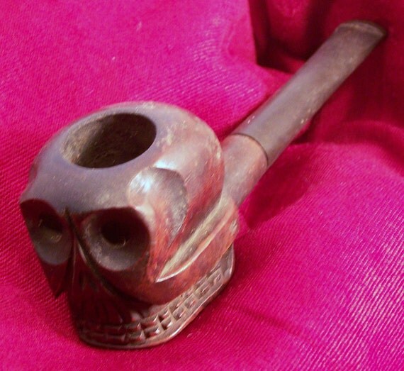 Skeleton Skull Head Tobacco Pipe Wooden Steam by VintageDelights4U
